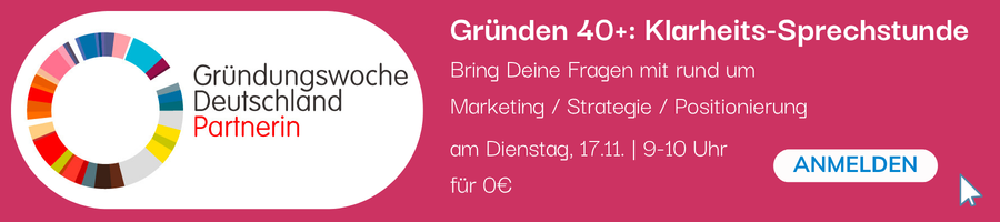 Gründungswoche-2026-Banner Werbebanner zur offenen Fragestunde von Evelyn Großmann im Rahmen der Gründungswoche 2025